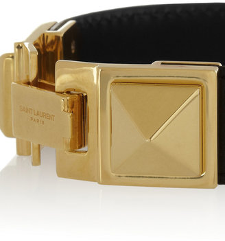 Saint Laurent Gold-plated and leather bracelet
