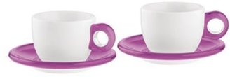 Guzzini Pair of purple cappuccino cups and saucers