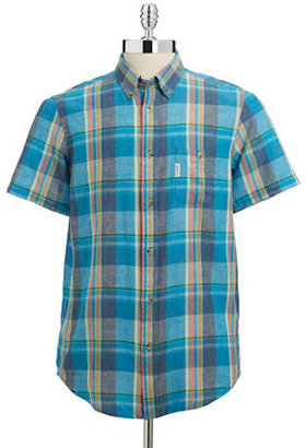 Ben Sherman Short Sleeve Linen Madras Shirt -- X-Large
