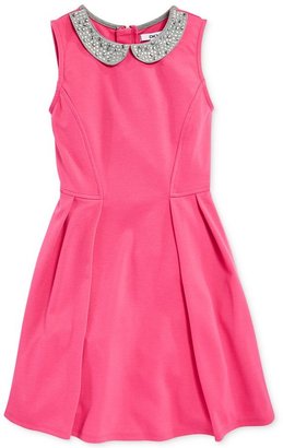 DKNY Girls' Studded Collar Fit-and-Flare Dress