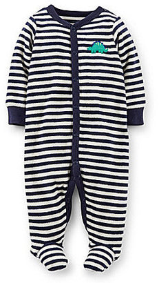 Carter's Carter ́s Newborn-9 Months Sleep & Play Striped Terrycloth Footed Bodysuit