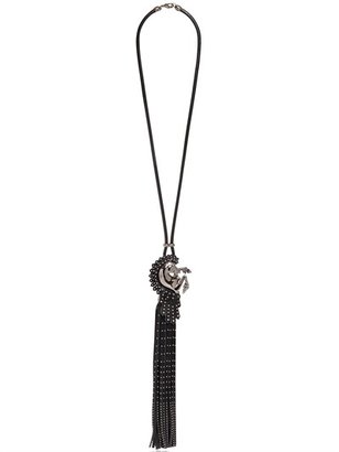 Roberto Cavalli Silver Plated Horse Leather Necklace