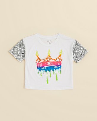Flowers by Zoe Girls' Crown Tee with Sequin Sleeves - Sizes 4-6X