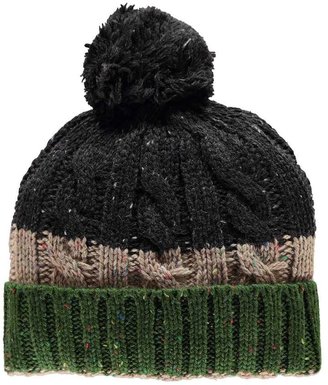 boohoo Cable Colour Block Hat with Pom