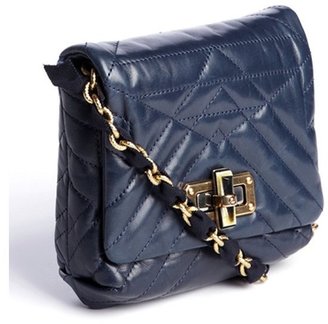 Lanvin navy blue leather chainlink mini 'Happy' shoulder bag