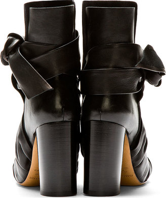 Isabel Marant Black Suede & Leather Wrapped Anzel Ankle Boots