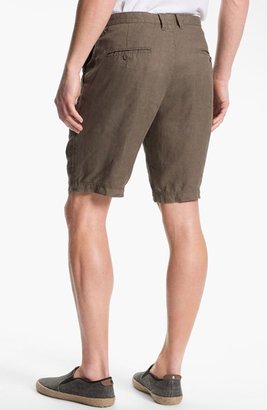HUGO BOSS 'Clyde' Flat Front Linen Shorts