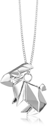 Origami Sterling Silver Rabbit Pendant Long Necklace