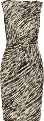Badgley Mischka Zebra-patterned metallic twill dress