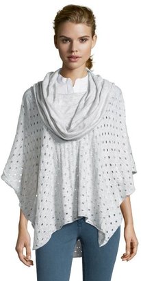 Love Stitch grey wool blend perforated cowl neck poncho