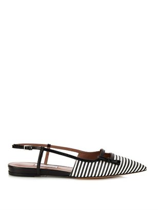 Tabitha Simmons Dilly striped-silk and leather flats