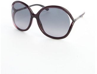 Tom Ford black burgundy acrylic 'Rhi' round oversized retro sunglasses