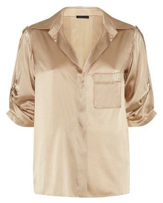Donna Karan Roll Sleeve Contrast Back Shirt
