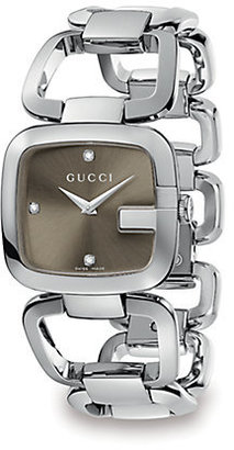 Gucci G Diamond & Stainless Steel Open-Link Bracelet Watch