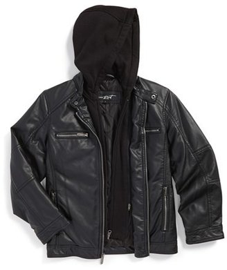 Black Rivet Faux Leather Jacket (Big Boys) (Nordstrom Online Exclusive)