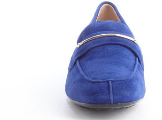 Tod's Blue Suede Penny Strap Loafers