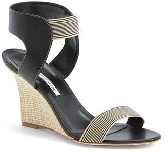 Manolo Blahnik Ankle Strap Wedge Sandal (Women)