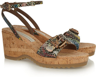Stella McCartney Snake-effect faux leather wedge sandals