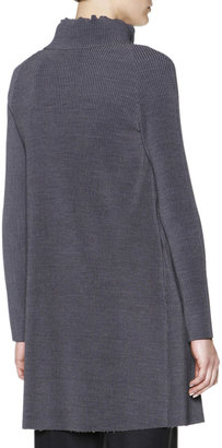 Giorgio Armani Fold-Collar Long Plisse Jacket
