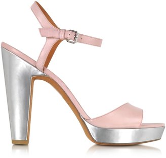 Marc by Marc Jacobs Light Pink and Silver Leather Platform Sandal