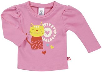 Zutano Pretty Kitty L/S Fitted Tee - Hot Pink-12 Months