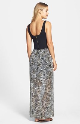 Vince Camuto Leopard Print Chiffon Overlay Maxi Dress (Regular & Petite)