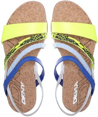 DKNY Sparrow Footbed Yellow/Blue Flat Sandals