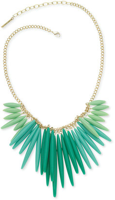 T Tahari Gold-Tone Green Ombre Long Bead Frontal Necklace