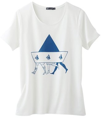 Petit Bateau Women's Lightweight Jersey T-Shirt With Vintage Boat Print