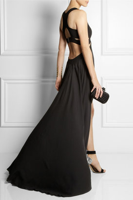 Jay Ahr Cutout jersey-crepe and silk-georgette gown