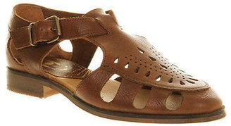 Hudson Womens Sherbert Sandal Tan Calf Leather Flats - Size 6
