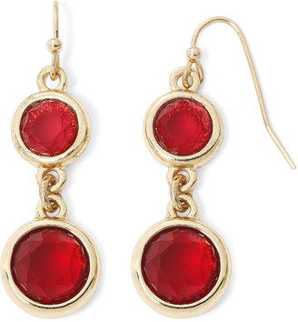 Liz Claiborne Gold-Tone Red Double-Drop Earrings
