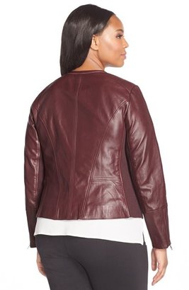 Sejour Embossed Leather Jacket (Plus Size)
