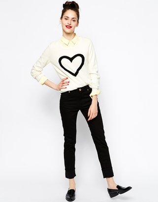 Love Moschino High Waist Slim Fit Jeans with Love Pocket - Black