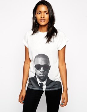 ASOS Boyfriend T-Shirt with Kanye West Print - White