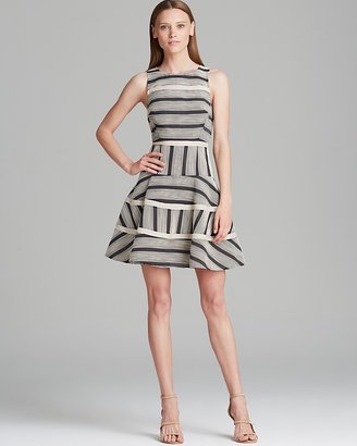 Tibi Dress - Raffia Organza Variegated Stripe