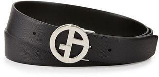 Giorgio Armani Reversible Leather GA Belt, Black