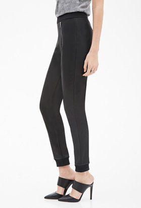 Forever 21 FOREVER 21+ Contemporary Zippered Faux Leather Joggers