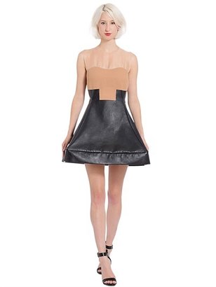 Liz Black - Nappa Leather & Wool Crepe Dress