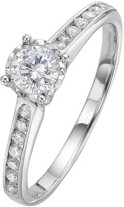Love DIAMOND 9 Carat White Gold 50 Point Illusion Set Diamond Ring With Stone Set Shoulders