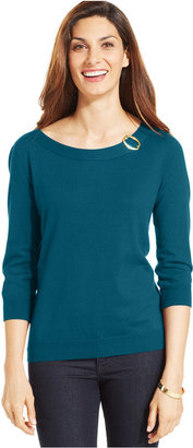 Karen Scott Three-Quarter-Sleeve Sweater