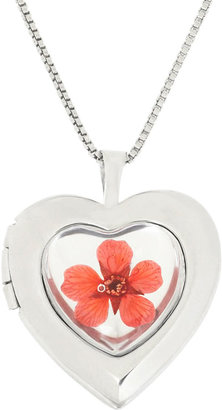 JCPenney FINE JEWELRY Sterling Silver Flower Heart Locket Pendant Necklace