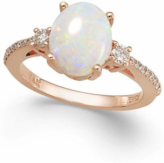Effy Aurora by Opal (1-3/8 ct. t.w.) and Diamond (1/4 ct. t.w.) Oval Ring in 14k Rose Gold