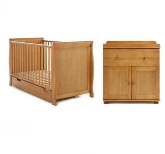 O Baby Obaby Sleigh 2 Piece Nursery Furniture Set - Country Pine.
