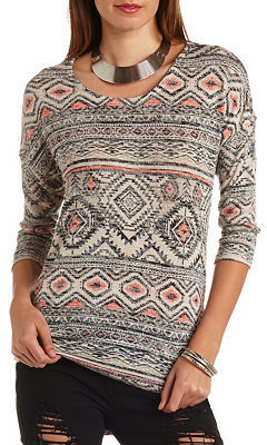 Charlotte Russe High-Low Aztec Print Tunic Top