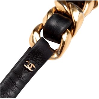 Chanel Gold And Black Leather Chain
