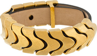 Alexander McQueen Black Leather Gold Link Bracelet