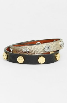 Tory Burch Logo Leather Wrap Bracelet