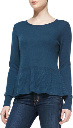 Neiman Marcus Cashmere Peplum Sweater