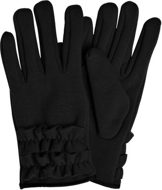Yours Clothing Black Ruffle Gloves With Fleece Lining